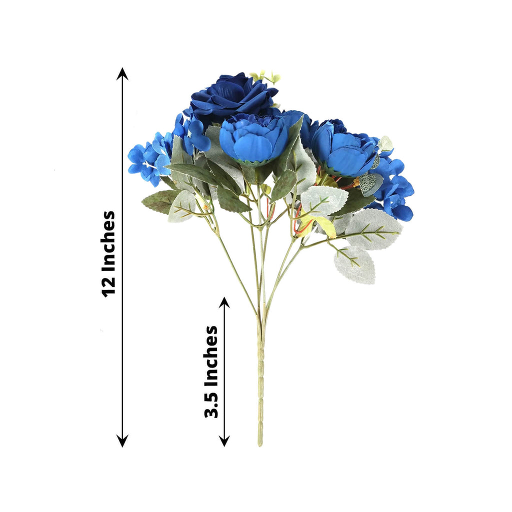 2 Pack Artificial Rose & Peony Floral Arrangements â€“ 12" Navy Blue Silk Bouquets for Weddings & Home DÃ©cor - Bell Racket Store