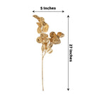 2 - Pack Artificial Round Eucalyptus Leaf Branches Metallic Gold - Lifelike Faux Stems for Modern Centerpieces & Floral Arrangements 27" - Bell Racket Store