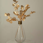 2 - Pack Artificial Round Eucalyptus Leaf Branches Metallic Gold - Lifelike Faux Stems for Modern Centerpieces & Floral Arrangements 27" - Bell Racket Store