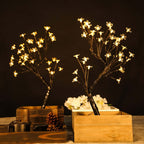 2-Pack Artificial Tree Centerpieces Cherry Blossom Design Black with 36 Warm White LEDs - Battery Operated Table DÃ©cor