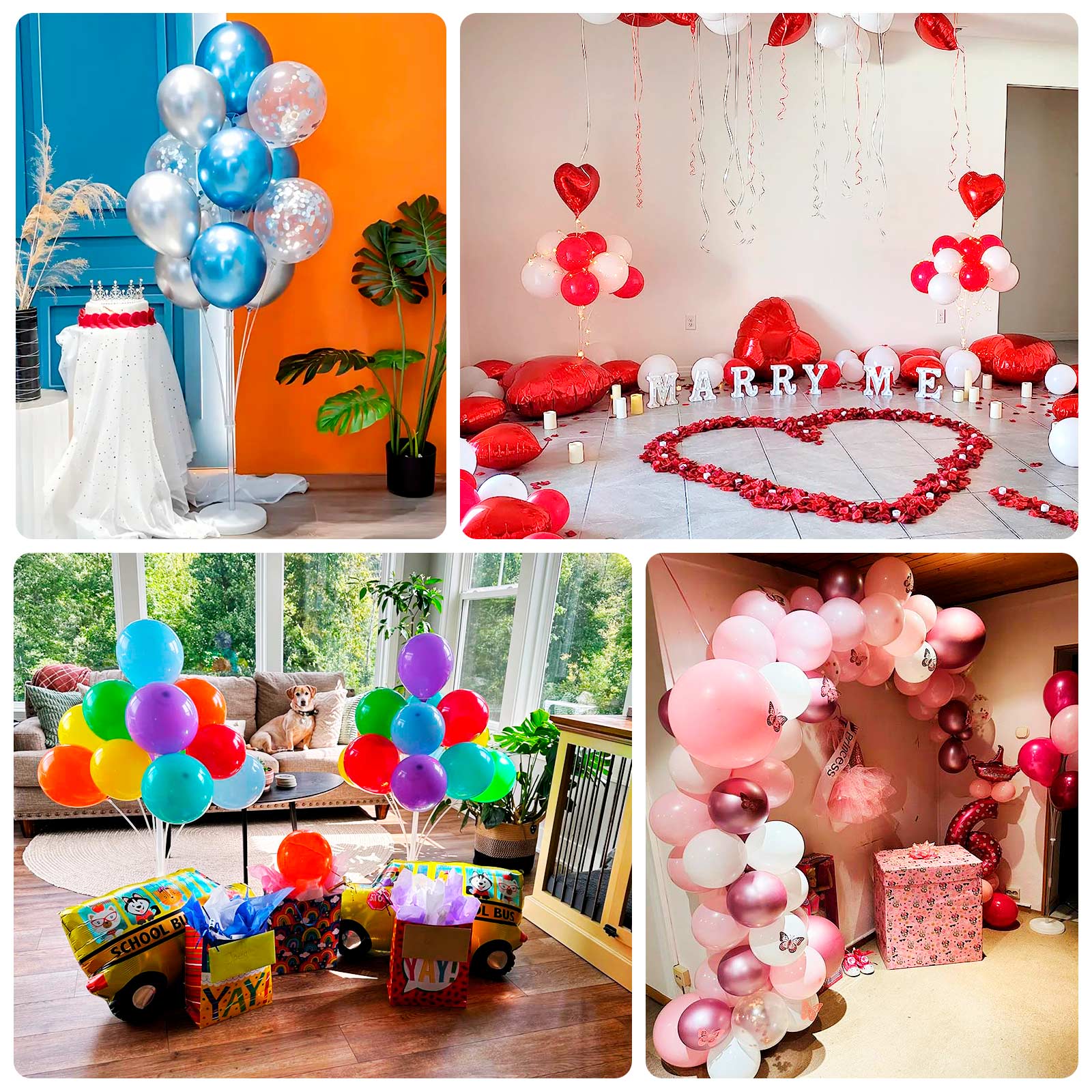 2 Pack Balloon Tower Kit for Floor Displays â€“ 4.5ft Sturdy Clear Balloon Column Stand with Water - Fillable Base - Bell Racket Store