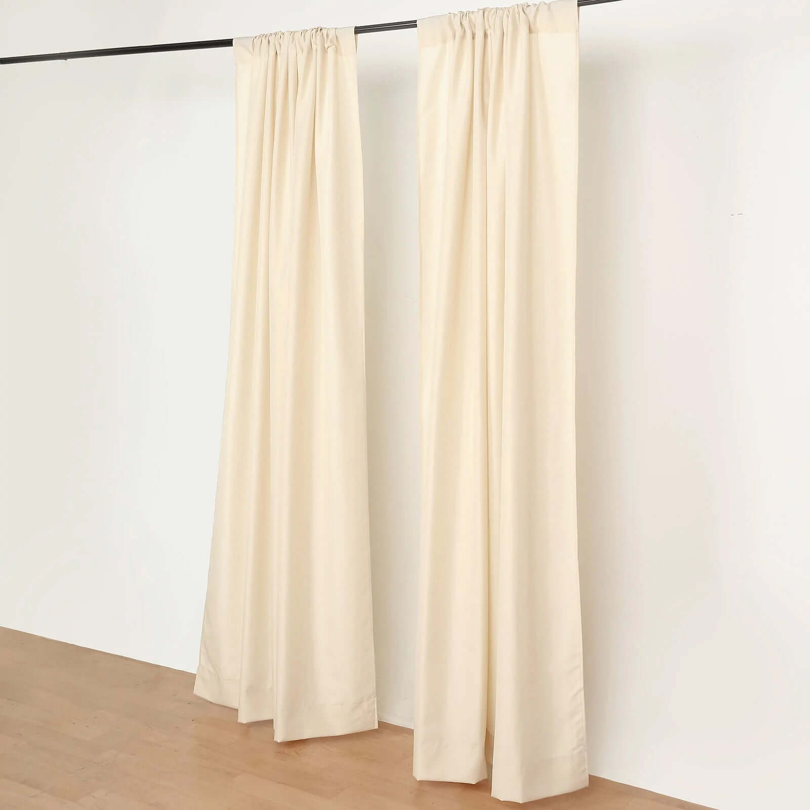 2 Pack Beige Polyester Event Curtain Drapes, 10ftx8ft Backdrop Event Panels With Rod Pockets 130 GSM - Bell Racket Store