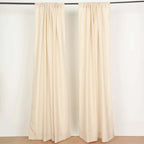 2 Pack Beige Polyester Event Curtain Drapes, 10ftx8ft Backdrop Event Panels With Rod Pockets 130 GSM - Bell Racket Store