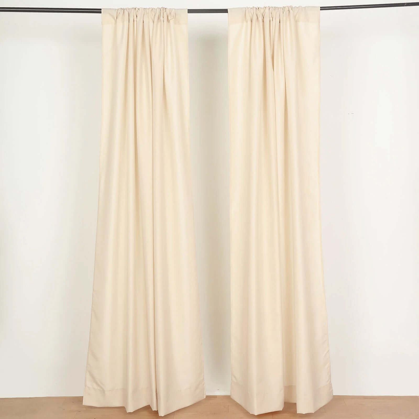 2 Pack Beige Polyester Event Curtain Drapes, 10ftx8ft Backdrop Event Panels With Rod Pockets 130 GSM - Bell Racket Store