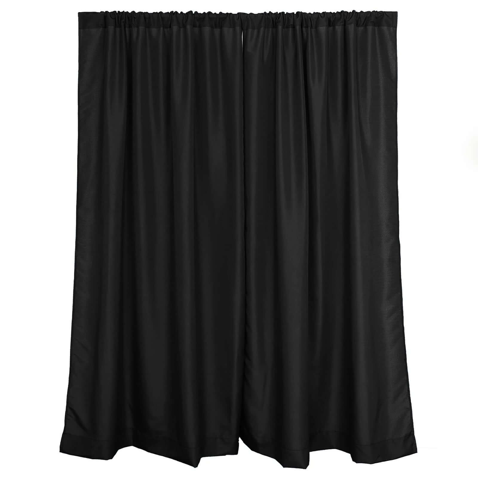 2 Pack Black Polyester Event Curtain Drapes, 10ftx8ft Backdrop Event Panels With Rod Pockets 130 GSM - Bell Racket Store