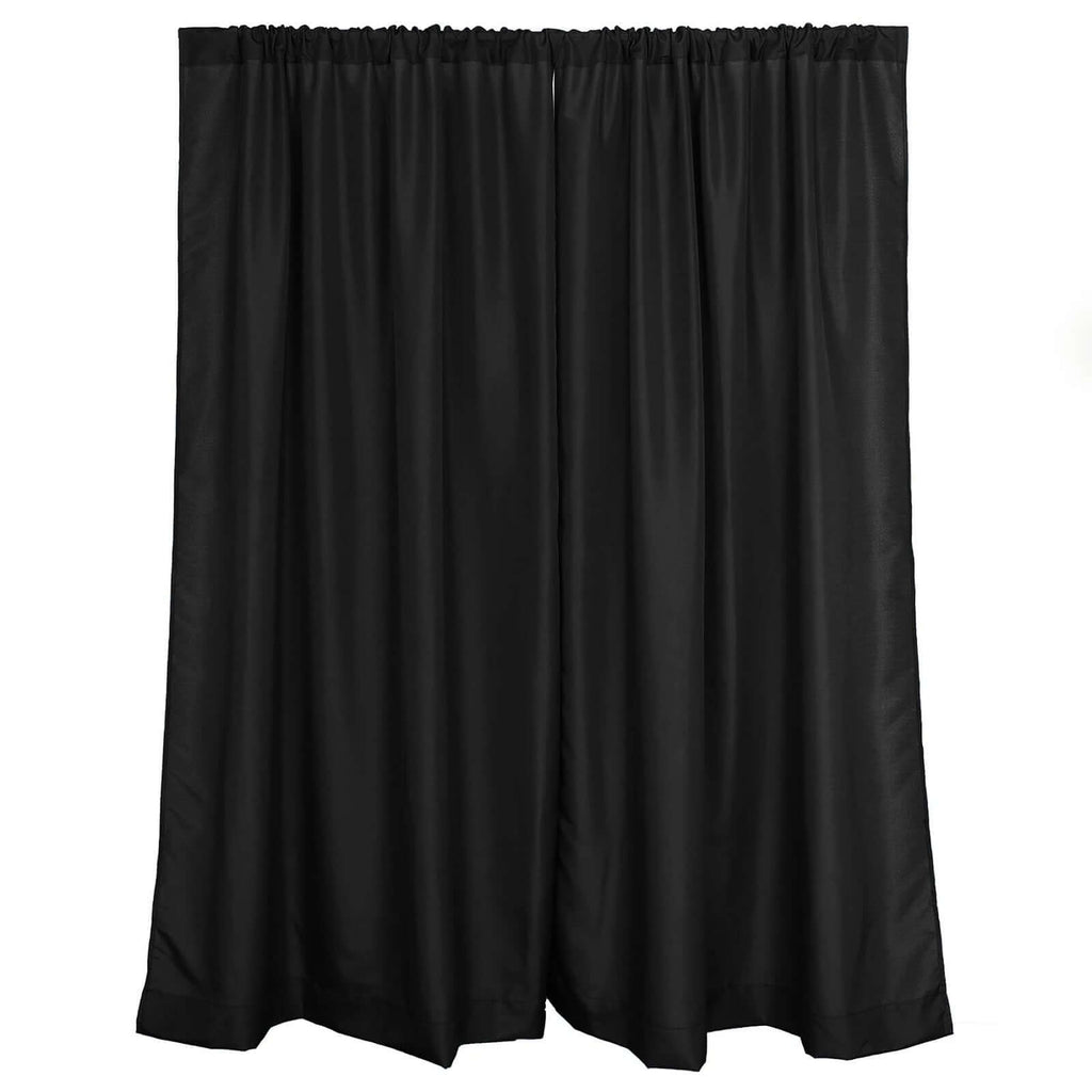 2 Pack Black Polyester Event Curtain Drapes, 10ftx8ft Backdrop Event Panels With Rod Pockets 130 GSM - Bell Racket Store