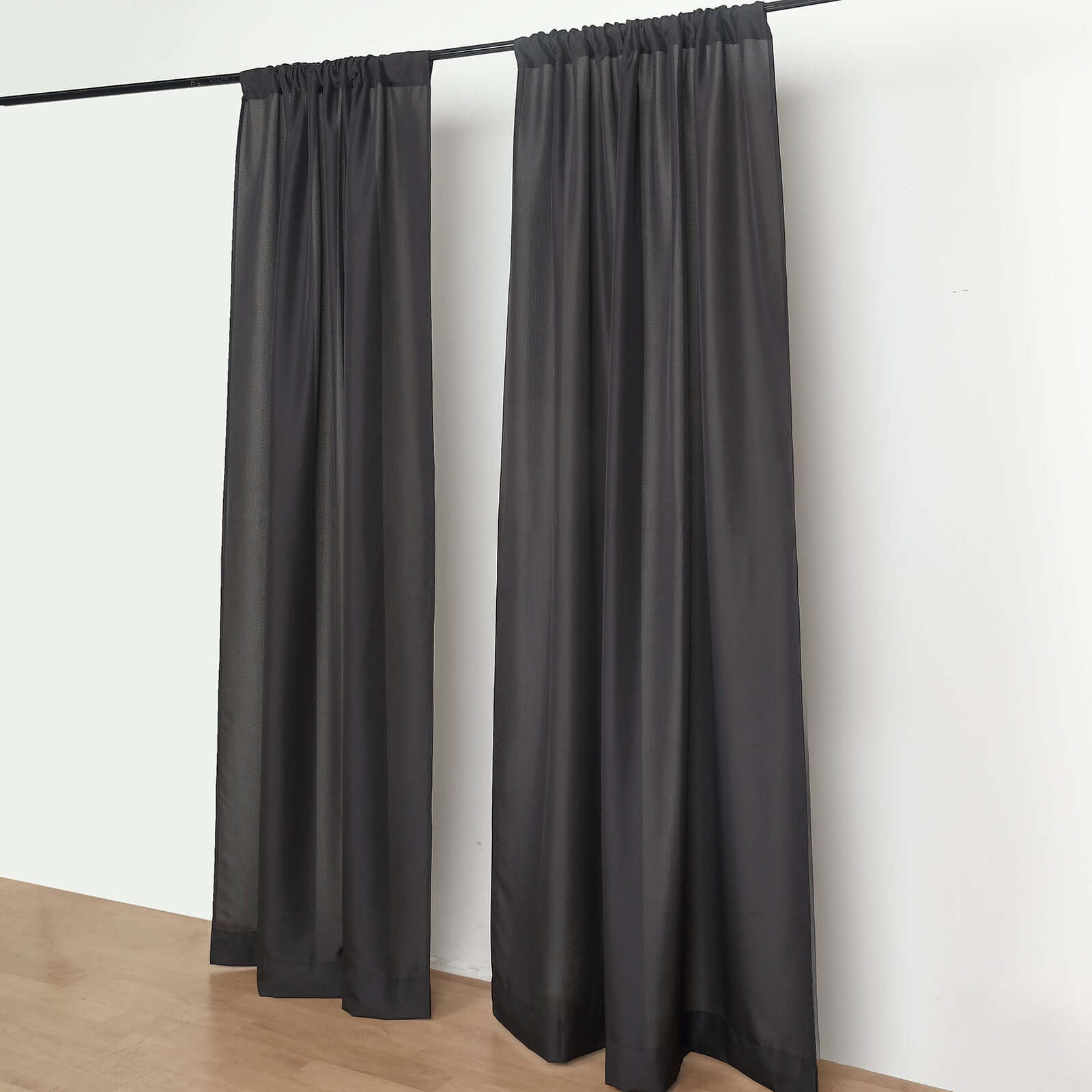 2 Pack Black Polyester Event Curtain Drapes, 10ftx8ft Backdrop Event Panels With Rod Pockets 130 GSM - Bell Racket Store