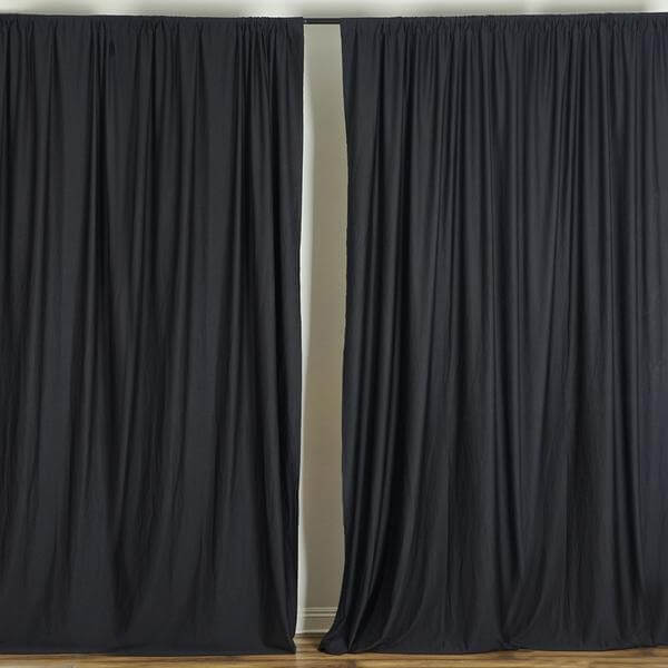2 Pack Black Scuba Polyester Event Curtain Drapes, Durable Flame Resistant Backdrop Event Panels Wrinkle Free with Rod Pockets - 10ftx10ft - NestOCart