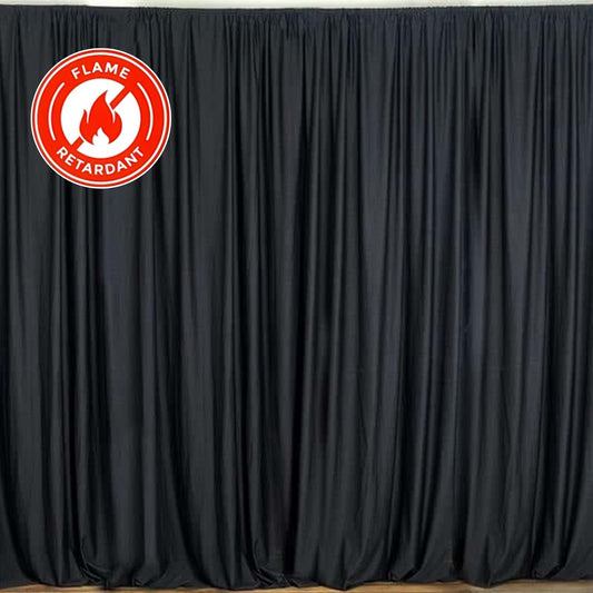 2 Pack Black Scuba Polyester Event Curtain Drapes, Durable Flame Resistant Backdrop Event Panels Wrinkle Free with Rod Pockets - 10ftx10ft - NestOCart