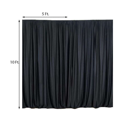 2 Pack Black Scuba Polyester Event Curtain Drapes, Durable Flame Resistant Backdrop Event Panels Wrinkle Free with Rod Pockets - 10ftx10ft - NestOCart
