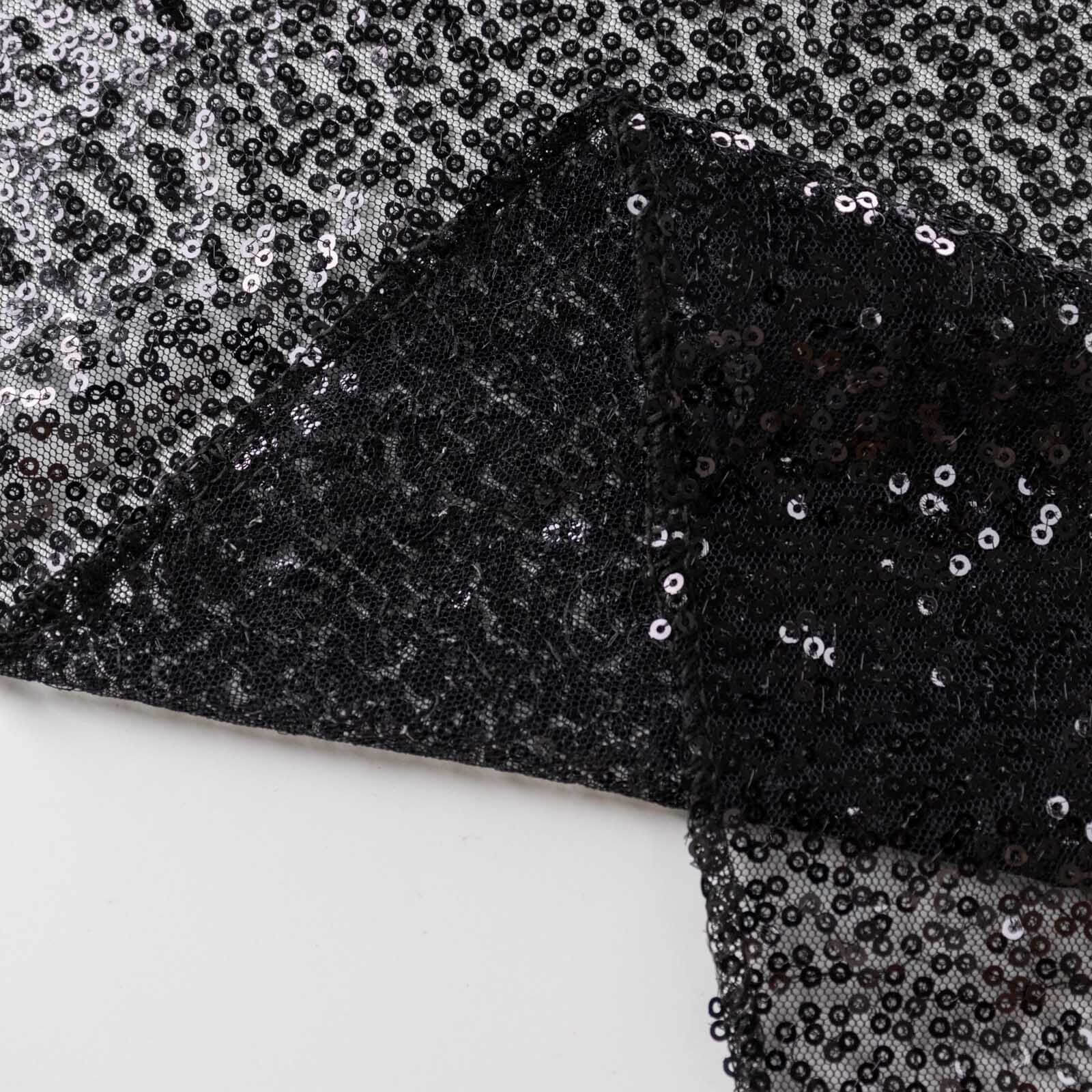 2 Pack Black Sequin Event Curtain Drapes with Rod Pockets, Seamless Backdrop Event Panels - 8ftx2ft - Bell Racket Store