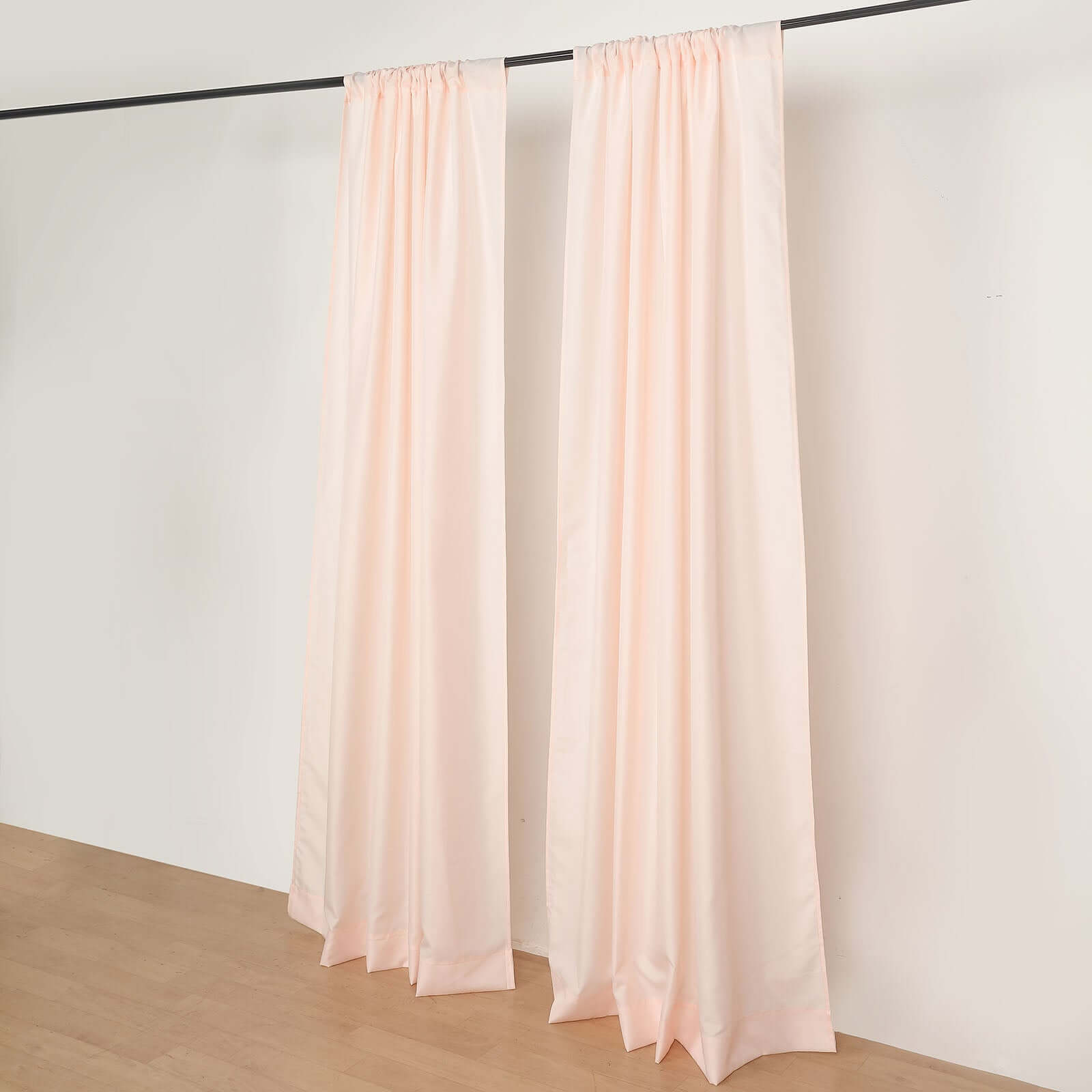 2 Pack Blush Polyester Event Curtain Drapes, 10ftx8ft Backdrop Event Panels With Rod Pockets 130 GSM - Bell Racket Store