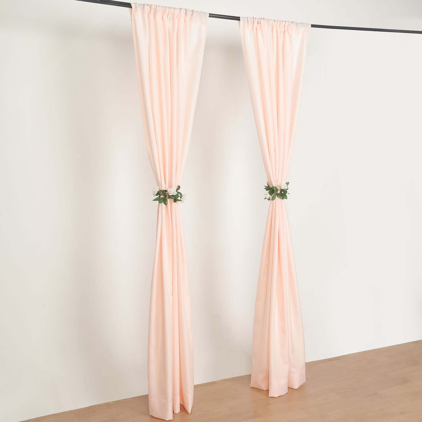 2 Pack Blush Polyester Event Curtain Drapes, 10ftx8ft Backdrop Event Panels With Rod Pockets 130 GSM - Bell Racket Store