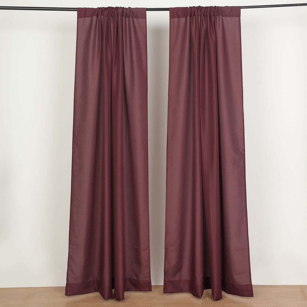 2 Pack Burgundy Polyester Event Curtain Drapes, 10ftx8ft Backdrop Event Panels With Rod Pockets 130 GSM - Bell Racket Store
