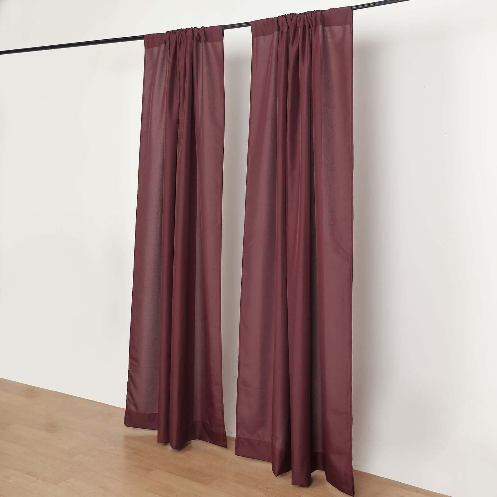 2 Pack Burgundy Polyester Event Curtain Drapes, 10ftx8ft Backdrop Event Panels With Rod Pockets 130 GSM - Bell Racket Store