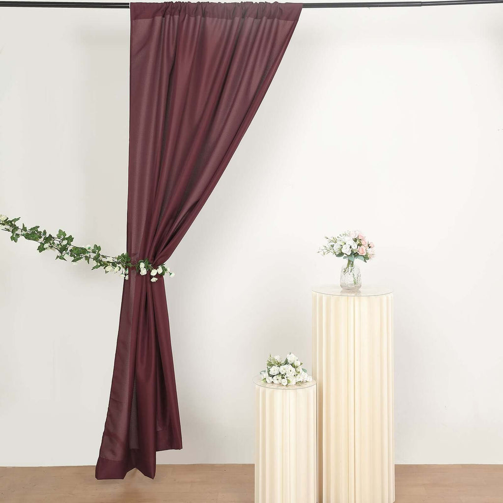 2 Pack Burgundy Polyester Event Curtain Drapes, 10ftx8ft Backdrop Event Panels With Rod Pockets 130 GSM - Bell Racket Store