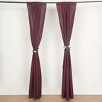 2 Pack Burgundy Polyester Event Curtain Drapes, 10ftx8ft Backdrop Event Panels With Rod Pockets 130 GSM - Bell Racket Store