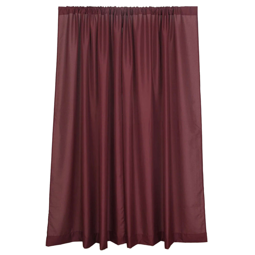 2 Pack Burgundy Polyester Event Curtain Drapes, 10ftx8ft Backdrop Event Panels With Rod Pockets 130 GSM - Bell Racket Store