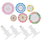 2 - Pack Cardboard Round Cupcake Stand Assorted Floral Design - 3 - Tier Reusable Dessert Display Pedestal With Scalloped Edges for Garden - Themed Celebrations 14" - Bell Racket Store