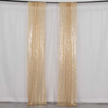 2 Pack Champagne Sequin Event Curtain Drapes with Rod Pockets, Seamless Backdrop Event Panels - 8ftx2ft - Bell Racket Store