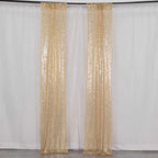 2 Pack Champagne Sequin Event Curtain Drapes with Rod Pockets, Seamless Backdrop Event Panels - 8ftx2ft - Bell Racket Store