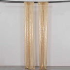 2 Pack Champagne Sequin Event Curtain Drapes with Rod Pockets, Seamless Backdrop Event Panels - 8ftx2ft - Bell Racket Store