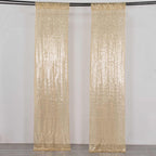 2 Pack Champagne Sequin Event Curtain Drapes with Rod Pockets, Seamless Backdrop Event Panels - 8ftx2ft - Bell Racket Store