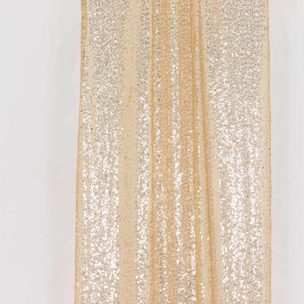2 Pack Champagne Sequin Event Curtain Drapes with Rod Pockets, Seamless Backdrop Event Panels - 8ftx2ft - Bell Racket Store