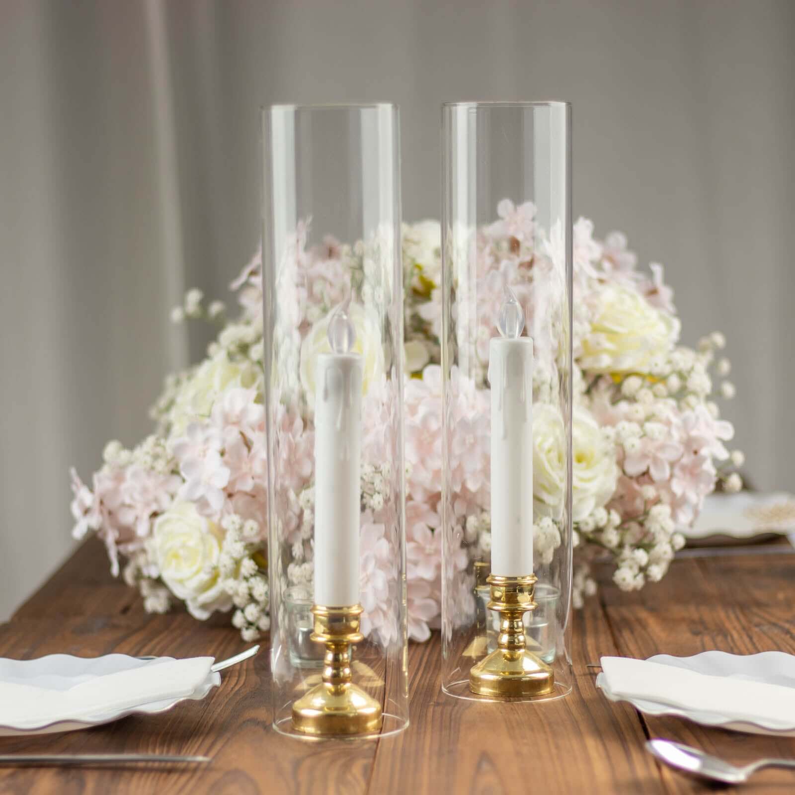 2 - Pack Clear Glass Candelabra Shades Open End Hurricane Design - Stylish Table Centerpiece 14" - Bell Racket Store