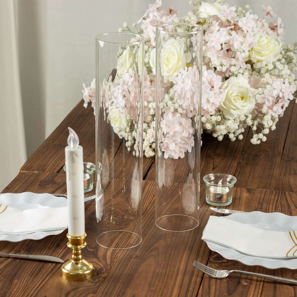 2 - Pack Clear Glass Candelabra Shades Open End Hurricane Design - Stylish Table Centerpiece 14" - Bell Racket Store