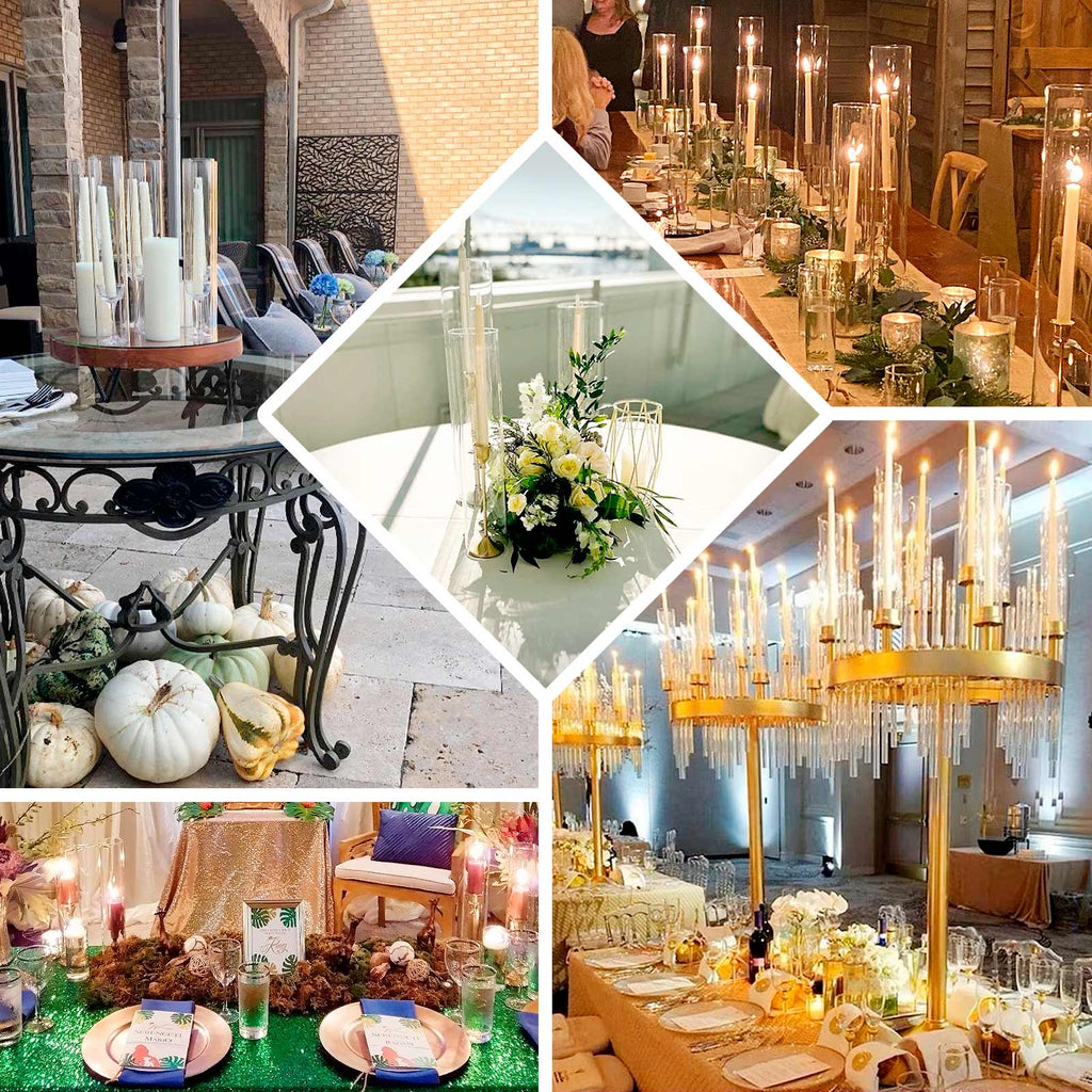 2 - Pack Clear Glass Candelabra Shades Open End Hurricane Design - Stylish Table Centerpiece 18" - Bell Racket Store