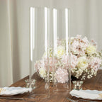 2 - Pack Clear Glass Candelabra Shades Open End Hurricane Design - Stylish Table Centerpiece 18" - Bell Racket Store