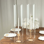 2 - Pack Clear Glass Candelabra Shades Open End Hurricane Design - Stylish Table Centerpiece 24" - Bell Racket Store
