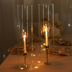 2 - Pack Clear Glass Candelabra Shades Open End Hurricane Design - Stylish Table Centerpiece 24" - Bell Racket Store