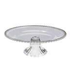 2 - Pack Clear Plastic Pedestal Cake Stands â€“ 13" Round Dessert Display Trays with Gold Beaded Rim - Bell Racket Store