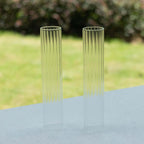 2 - Pack Clear Ribbed Glass Hurricane Shades Open End Design - Stylish Candelabra Pillar Candle Holder Table Centerpiece 10" - Bell Racket Store