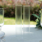 2 - Pack Clear Ribbed Glass Hurricane Shades Open End Design - Stylish Candelabra Pillar Candle Holder Table Centerpiece 10" - Bell Racket Store