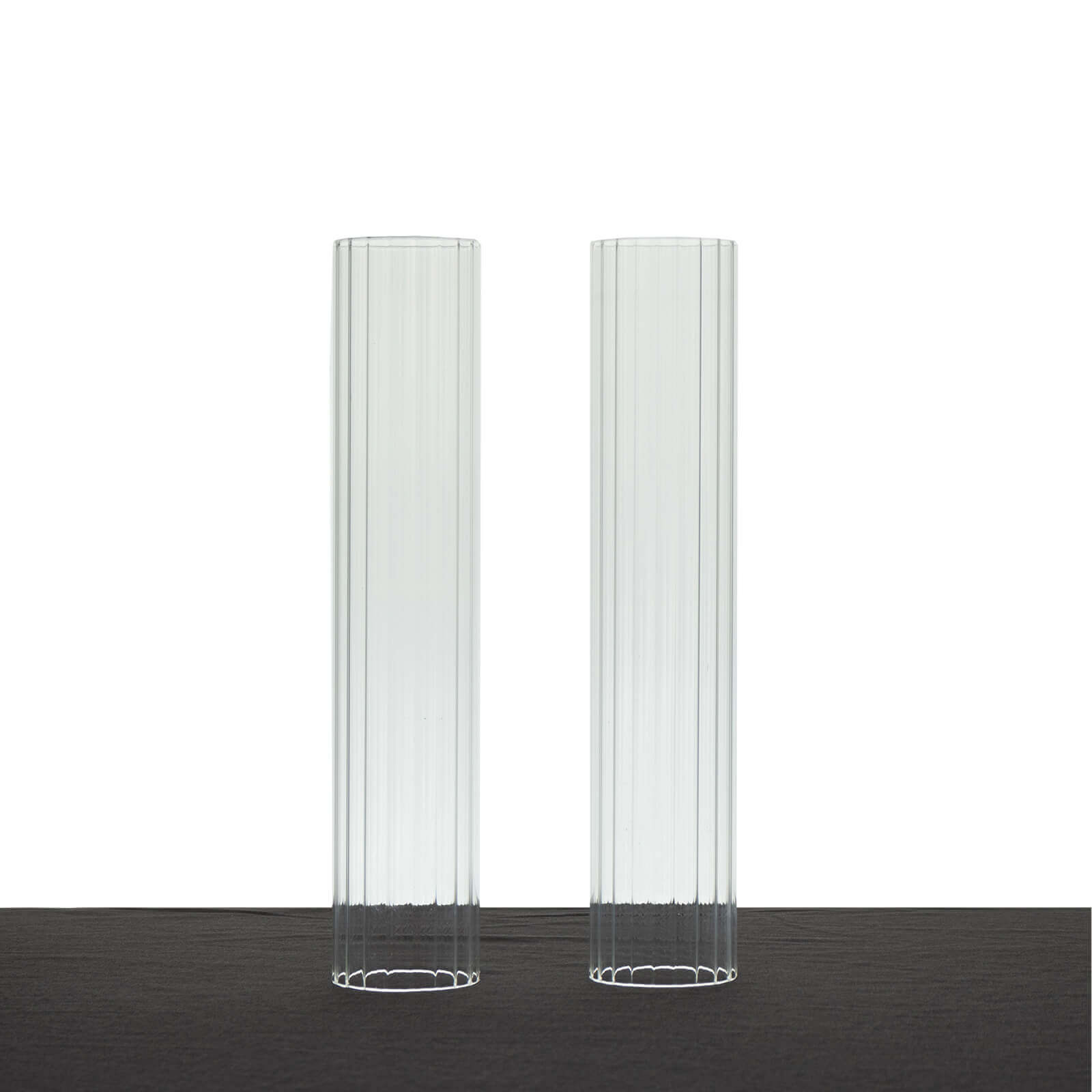 2 - Pack Clear Ribbed Glass Hurricane Shades Open End Design - Stylish Candelabra Pillar Candle Holder Table Centerpiece 10" - Bell Racket Store