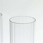 2 - Pack Clear Ribbed Glass Hurricane Shades Open End Design - Stylish Candelabra Pillar Candle Holder Table Centerpiece 14" - Bell Racket Store