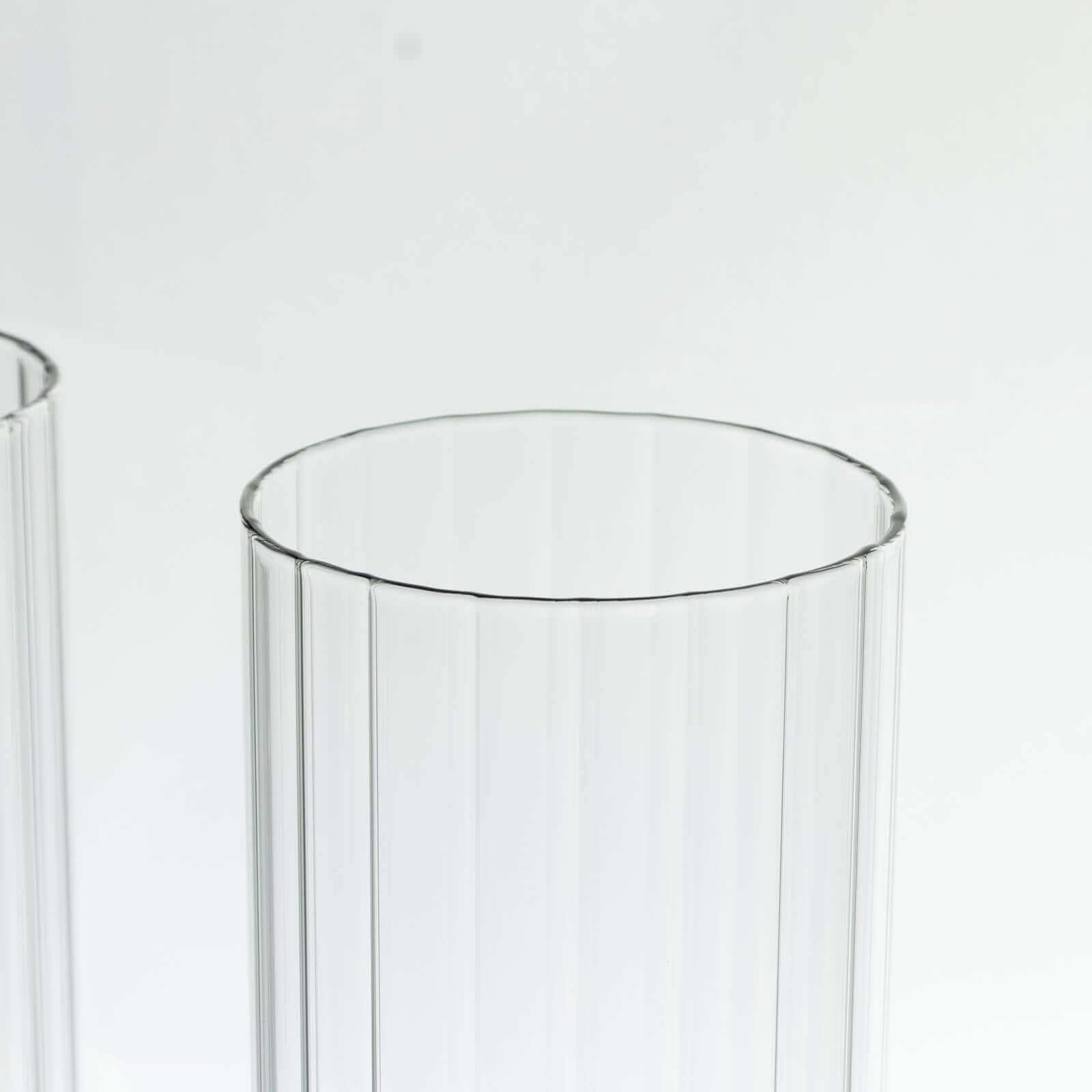 2 - Pack Clear Ribbed Glass Hurricane Shades Open End Design - Stylish Candelabra Pillar Candle Holder Table Centerpiece 14" - Bell Racket Store