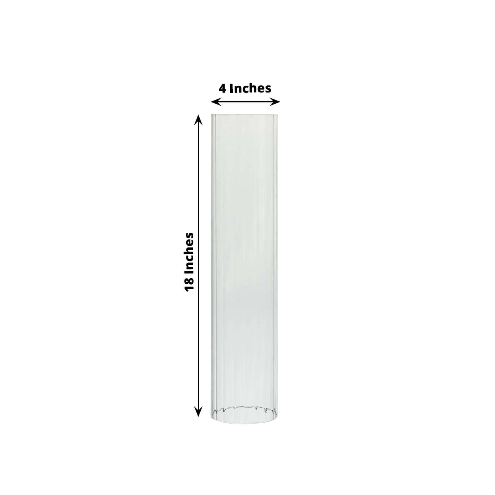 2 - Pack Clear Ribbed Glass Hurricane Shades Open End Design - Stylish Candelabra Pillar Candle Holder Table Centerpiece 18" - Bell Racket Store