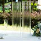2 - Pack Clear Ribbed Glass Hurricane Shades Open End Design - Stylish Candelabra Pillar Candle Holder Table Centerpiece 20" - Bell Racket Store