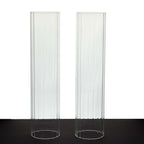 2 - Pack Clear Ribbed Glass Hurricane Shades Open End Design - Stylish Candelabra Pillar Candle Holder Table Centerpiece 20" - Bell Racket Store