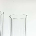 2 - Pack Clear Ribbed Glass Hurricane Shades Open End Design - Stylish Candelabra Pillar Candle Holder Table Centerpiece 20" - Bell Racket Store