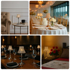 2 Pack Crystal Beaded Candle Holders â€“ 12" Tall Silver Metal Centerpieces with Lamp - Inspired Shade for Tables & Events - Bell Racket Store