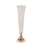 2 - Pack Crystal Beaded Trumpet Vase Gold - Exquisite Floral Display Centerpiece Stand Set for Banquets & Receptions 28" Tall - Bell Racket Store