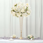 2 - Pack Crystal Beaded Trumpet Vase Set Gold - Table Centerpiece for Grand Occasions 40" - Bell Racket Store