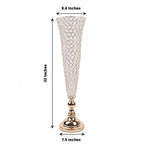 2 - Pack Crystal Beaded Trumpet Vase Set Gold - Table Centerpiece for Weddings and Events 32" - Bell Racket Store