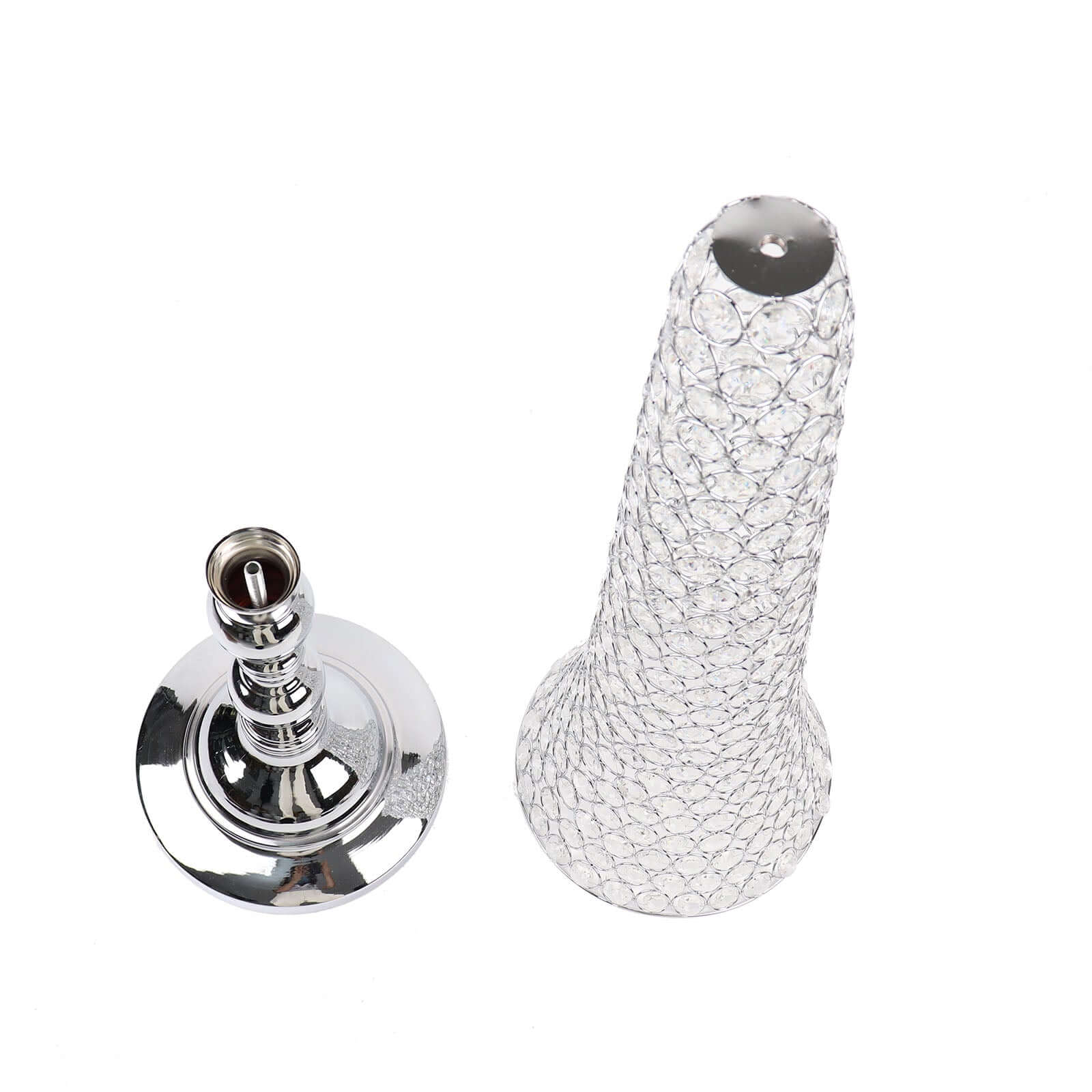 2 - Pack Crystal Beaded Trumpet Vase Set Silver - Table Centerpiece for Grand Occasions 40" - Bell Racket Store