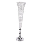 2 - Pack Crystal Beaded Trumpet Vase Set Silver - Table Centerpiece for Grand Occasions 40" - Bell Racket Store